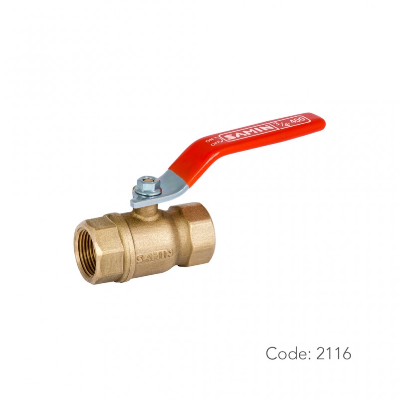 شیر توپی گاز برنجی 2116 سامین در سایز ۳/۴ اینچ با تنوع دسته