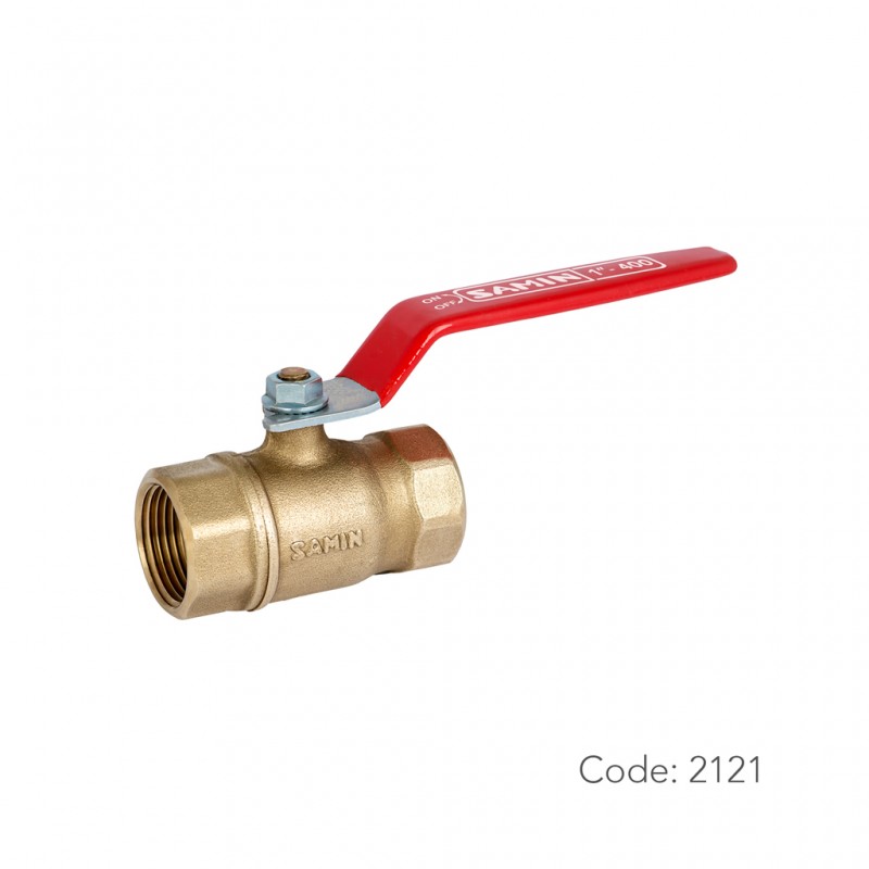 شیر توپی گاز برنجی 2121 سامین در سایز ۱ اینچ