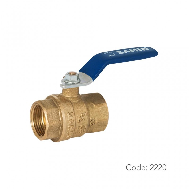 شیر توپی آب برنجی 2220 سامین با آبدهی بیشینه در سایز ۳/۴ اینچ با تنوع دسته بلند و کوتاه