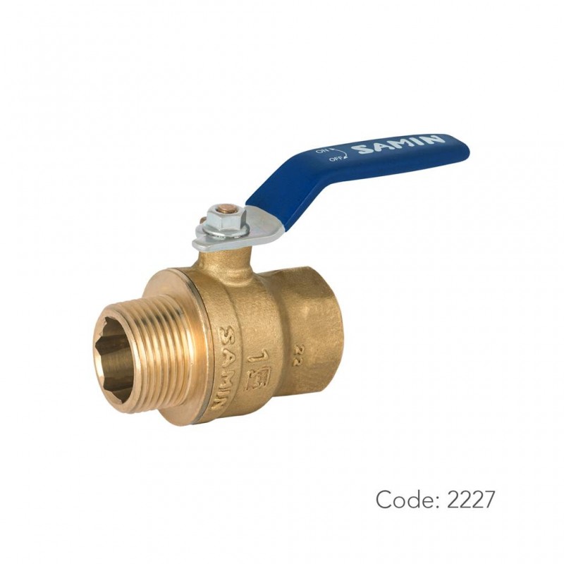 شیر توپی آب برنجی 2227 سامین با آبدهی بیشینه در سایز ۱ اینچ با تنوع دسته بلند و کوتاه