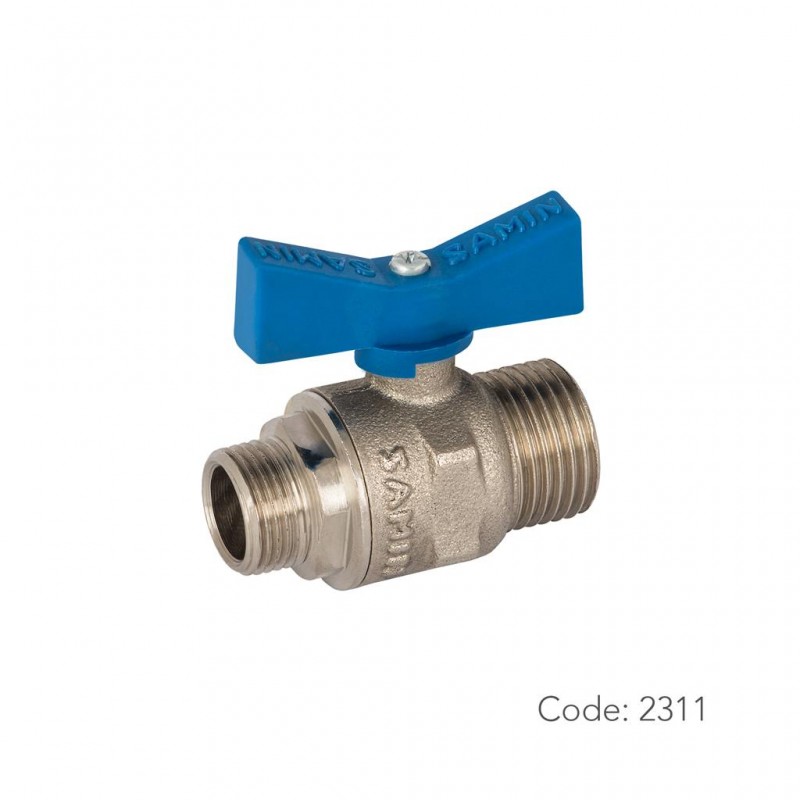 شیر توپی آب برنجی 2311 سامین با آبدهی کمینه از دنده روپیچ 1/2 اینچ به دنده روپیچ 3/8  اینچ