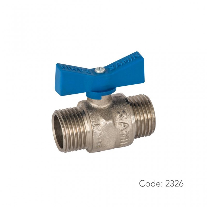 شیر توپی آب برنجی 2326 سامین با آبدهی کمینه از دنده روپیچ 1/2 اینچ به دنده روپیچ 1/2 اینچ