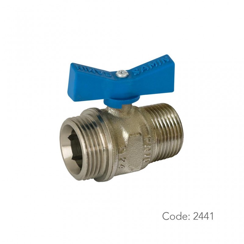 شیر توپی آب برنجی 2441 سامین با آبدهی کمینه از دنده روپیچ 3/4 اینچ به دنده روپیچ 3/4 اینچ