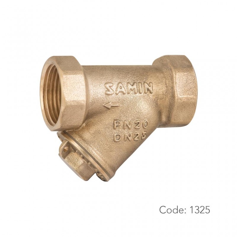 صافی Y برنجی ۱۳۲۵ سامین در سایز ۱ اینچ  با تنوع تنه برنجی و آبکاری کروم