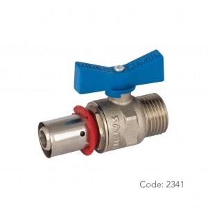 شیر توپی آب برنجی 2341 سامین با آبدهی کمینه از دنده روپیچ 1/2 اینچ به لوله های چندلایه در سایز 16