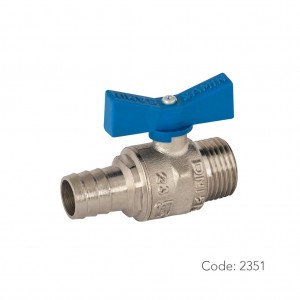 شیر توپی آب برنجی 2351 سامین با آبدهی کمینه از دنده روپیچ 1/2 اینچ به سر شیلنگی برای شیلنگهای 3/4 اینچ لاستیکی