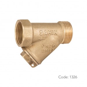 صافی Y برنجی ۱۳۲۶ سامین در سایز ۱ اینچ  با تنوع تنه برنجی و آبکاری کروم