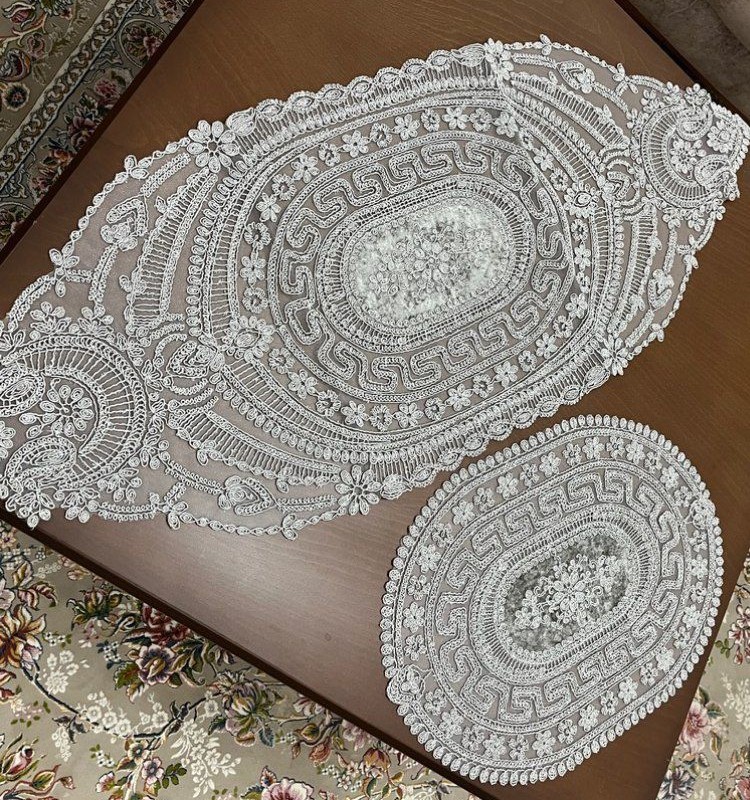 رومیزی دانتل ترک طرح ورساچ (رنگ طوسی)