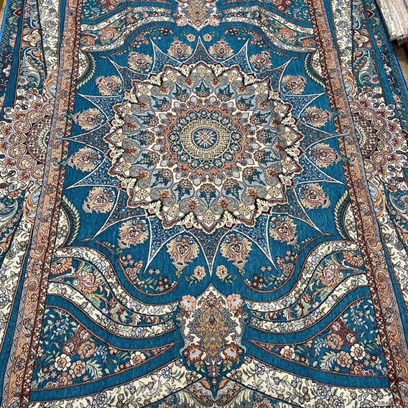 روفرشی مخمل زرک دار ابی فیروزه ای(مارک یلدای کویر)در۴سایز