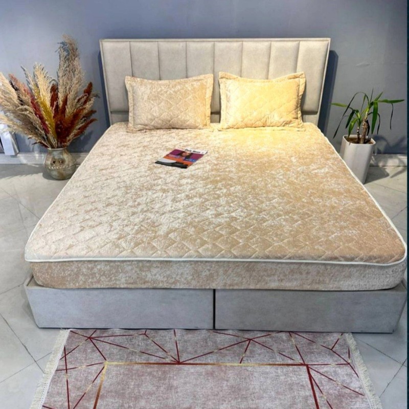روتختی مخمل کش دار سه تیکه دونفره(نباتی)