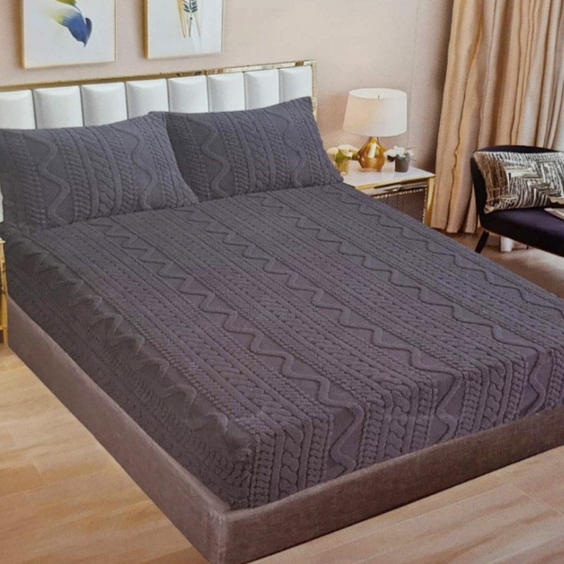 روتختی مخمل گیس بافت دونفره (طوسی تیره)