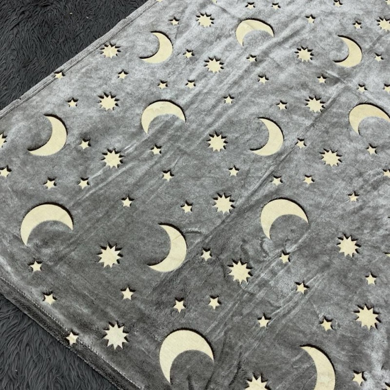 پتو ژله ای شبنما دو نفره (ماه و ستاره طوسی)