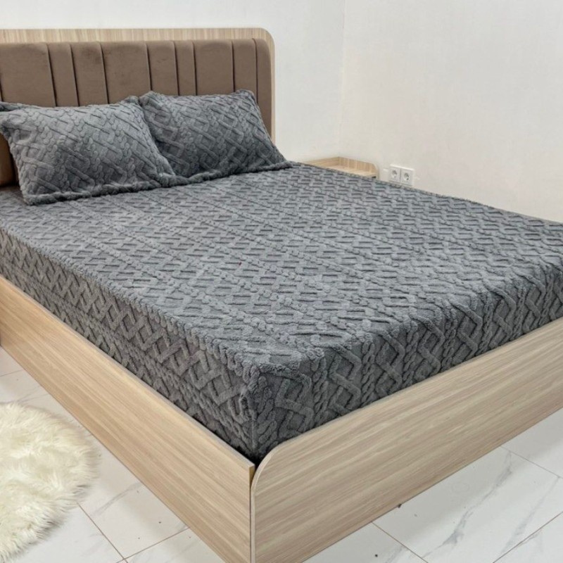 روتختی مخمل گیس بافت تک نفره(طوسی تیره سایز۹۰)