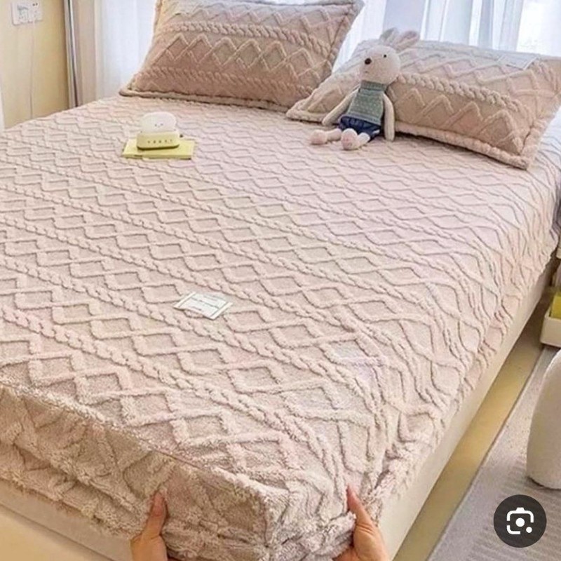 روتختی مخمل گیس بافت تک نفره(کرمی سایز۱۲۰)