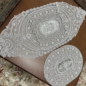 رومیزی دانتل ترک طرح ورساچ (رنگ طوسی)