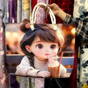 کیف عروسکی مخمل دسته کنفی(ارسال رنگ به صورت رندوم)