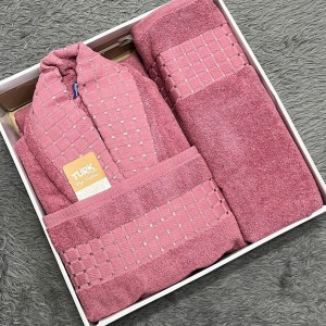 سرویس حوله چهار تیکه ترک(رنگ کالباسی)