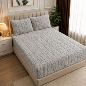 روتختی دونفره کش دار مخمل سه تیکه وارداتی(رنگ طوسی روشن)