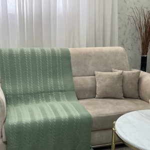 شال مبل مارپیچ نخ ترک (در سه سایز)رنگ سبز صدری