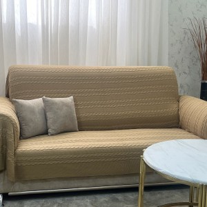 شال مبل مارپیچ نخ ترک (در سه سایز)رنگ نسکافه ای