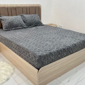 روتختی مخمل گیس بافت تک نفره(طوسی تیره سایز۹۰)