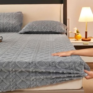 روتختی مخمل گیس بافت تک نفره(طوسی روشن سایز۹۰)