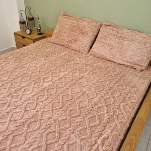 روتختی مخمل گیس بافت تک نفره(گلبهی سایز۱۲۰)