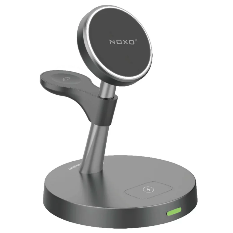 شارژر وایرلس مغناطیسی ۵ کاره WCHN-2 نوکسو | شارژ سریع موبایل، ساعت هوشمند و ایرپاد با چراغ خواب LED