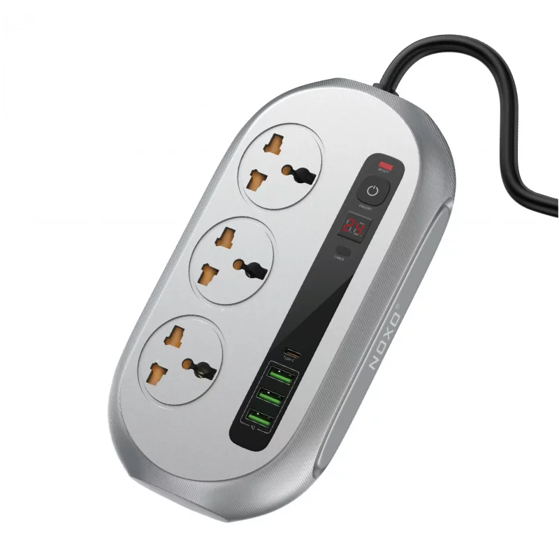 چندراهی هوشمند برق نوکسو  مدل PSN-1 با 3 پریز + (3USB + 1 (USB-C و تایمر 24 ساعته | 2500 وات