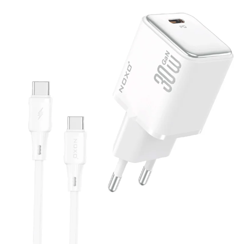 شارژر دیواری ۳۰ وات نوکسو مدل EU CHN-7 | فست شارژ PD به همراه کابل تایپ سی