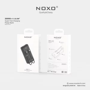 پاوربانک Noxo PN-2 با ظرفیت 20000mAh و شارژ فوق سریع 22.5 وات | خروجی USB-C، USB-A و کابل داخلی