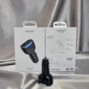 کی نوکسو NOXO مدل CCN-2 یک شارژر جمع‌وجور و قدرتمند برای خودروهاست که با توان ۳۰ وات، سه پورت خروجی (یک پورت QC3.0 و دو پورت USB هوشمند) ارائه می‌دهد. این شارژر با فناوری شارژ سریع QC3.0 دستگاه‌های شما را در کمترین زمان ممکن شارژ می‌کند و دو پورت USB