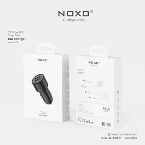 شارژر فندکی نوکسو CCN-1 | شارژر خودرو ۵۱ وات با دو پورت QC3.0 (33W و 18W)