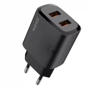 شارژر دیواری 12 وات نوکسو مدل CHN-4 با ۲ پورت USB، جریان خروجی ۲.۴ آمپر (EU Pin)