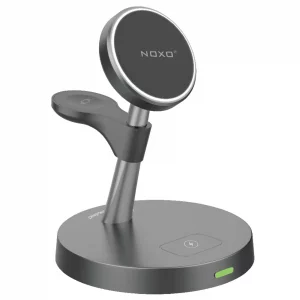 شارژر وایرلس مغناطیسی ۵ کاره WCHN-2 نوکسو | شارژ سریع موبایل، ساعت هوشمند و ایرپاد با چراغ خواب LED