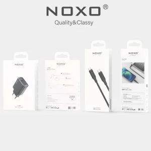 قیمت و خرید شارژر دیواری 20 وات USB-C نوکسو مدل CHN-5 به همراه کابل تبدیل 60 وات Type-C به Type-C نوکسو مدل CN-1 طول 1متر