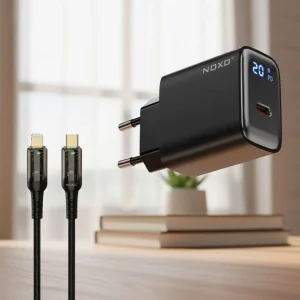 قیمت و خرید شارژر دیواری 20 وات USB-C نوکسو مدل CHN-5 به همراه کابل تبدیل 30 وات Type-C به Lightning نوکسو مدل CN-3 طول 1.2 متر