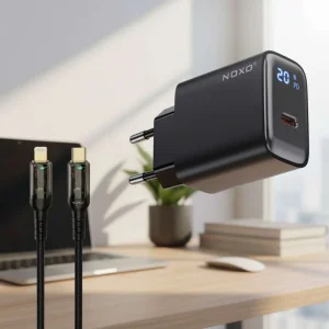قیمت و خرید شارژر دیواری 20 وات USB-C نوکسو مدل CHN-5 به همراه کابل تبدیل 30 وات Type-C به Lightning نوکسو مدل CN-3 طول 1.2 متر