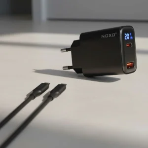 قیمت و خرید شارژر دیواری 20 وات دو پورت نوکسو مدل CHN-6 به همراه کابل تبدیل 60 وات Type-C به Type-C نوکسو مدل CN-1 طول 1متر