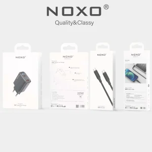 قیمت و خرید شارژر دیواری 20 وات دو پورت نوکسو مدل CHN-6 به همراه کابل تبدیل 60 وات Type-C به Type-C نوکسو مدل CN-1 طول 1متر- جعبه
