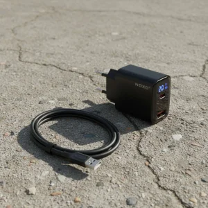 قیمت و خرید شارژر دیواری 20 وات دو پورت نوکسو مدل CHN-6 به همراه کابل تبدیل USB-A به Lightning نوکسو مدل CN-1 طول 1متر شارژ سریع 2.4 آمپر