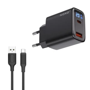 شارژر دیواری ۲۰ وات PD و QC3.0 نوکسو مدل CHN-6 با ۲ پورت USB-A + USB-C به همراه کابل تبدیل USB-A به Type-C مدل CN-1 طول 1متر