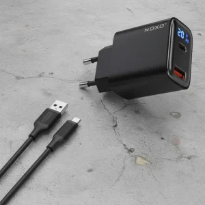 قیمت و خرید شارژر دیواری ۲۰ وات PD و QC3.0 نوکسو مدل CHN-6 با ۲ پورت USB-A + USB-C به همراه کابل تبدیل USB-A به Type-C مدل CN-1 طول 1متر