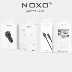 قیمت و خرید شارژر فندکی 51 وات دو پورت نوکسو مدل CCN-1 به همراه کابل تبدیل USB-A به Lightning نوکسو مدل CN-1 طول 1متر شارژ سریع 2.4 آمپر- جعبه