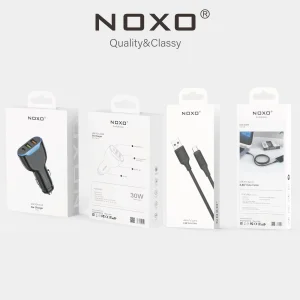 قیمت و خرید شارژر فندکی 30 وات سه پورت نوکسو مدل CCN-2 به همراه کابل تبدیل USB-A به Type-C نوکسو مدل CN-1 طول 1متر شارژ سریع 2.4 آمپر- جعبه