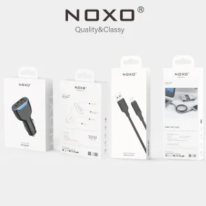 قیمت و خرید شارژر فندکی 30 وات سه پورت نوکسو مدل CCN-2 به همراه کابل تبدیل USB-A به Lightning نوکسو مدل CN-1 طول 1متر شارژ سریع 2.4 آمپر- جعبه