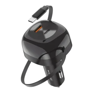 شارژر فندکی نوکسو مدل CCN‑9 | توان 85 وات | PD + QC4.0 | کابل جمع‌شونده USB‑C