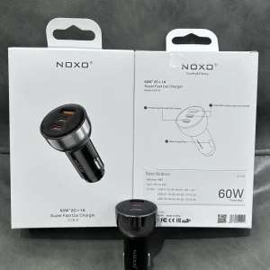 قیمت و خرید شارژر فندکی نوکسو مدل CCN‑8 | توان 60 وات | 2×USB‑C + 1×USB‑A | شارژ فوق سریع خودرو