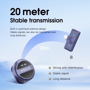 قیمت و خرید میکروفون بی‌سیم نوکسو مدل MC‑N2 دو کاربره Type‑C | نویز کنسلینگ هوشمند + باتری 40 ساعته