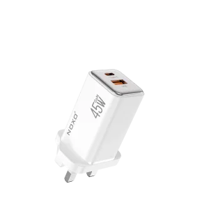 قیمت و خرید شارژر دیواری GaN 45 وات دو پورت نوکسو مدل CHN-8 | شارژ فوق سریع با پورت USB-C و USB-A